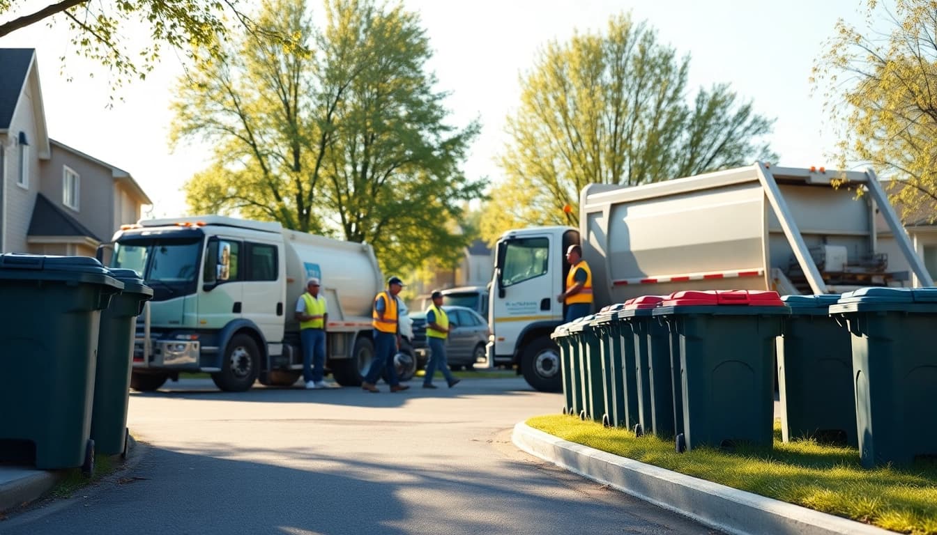 Efficient collection on the cold lake garbage schedule, showcasing sanitation workers at work.