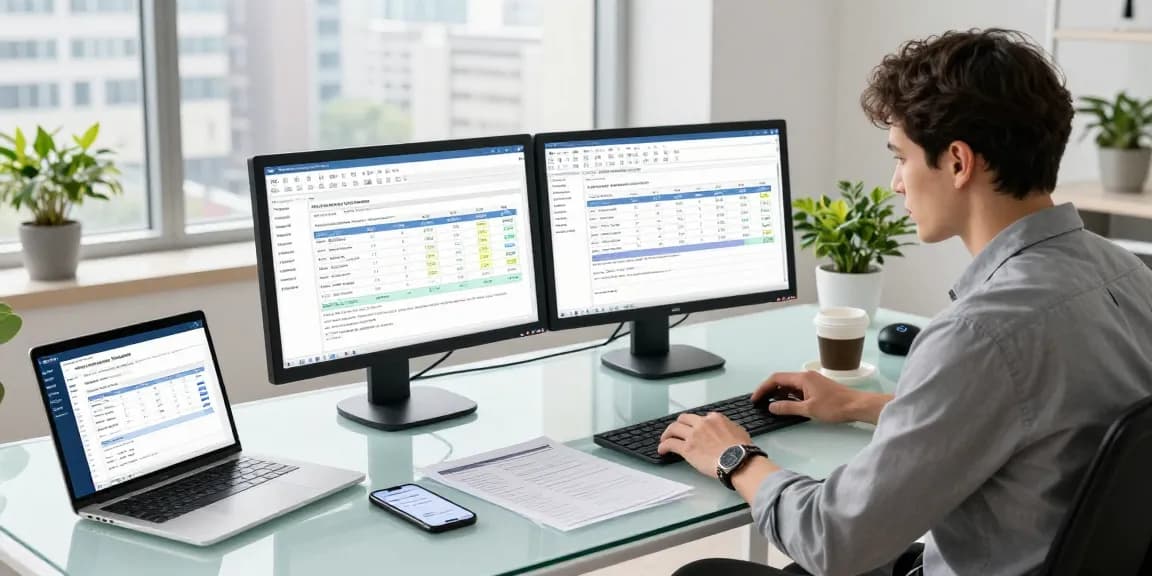 Detect fraud invoice with advanced AI technology in a modern workspace.