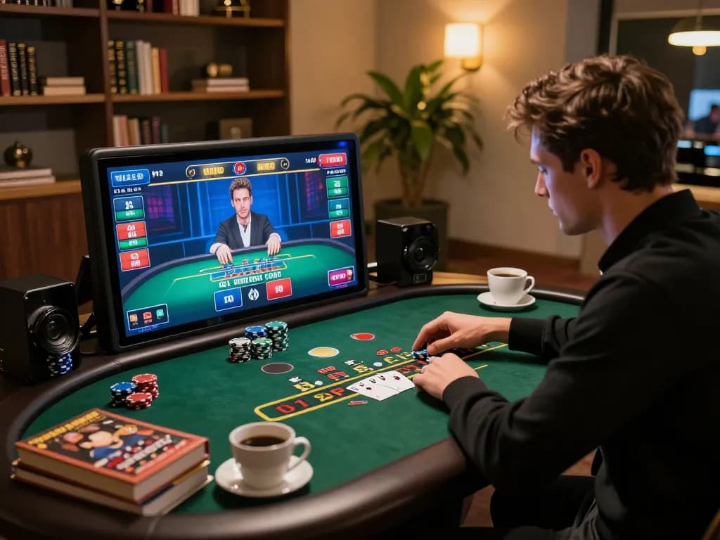 Player engaging in smart betting strategies on Nhà cái GEM88's live dealer blackjack game.