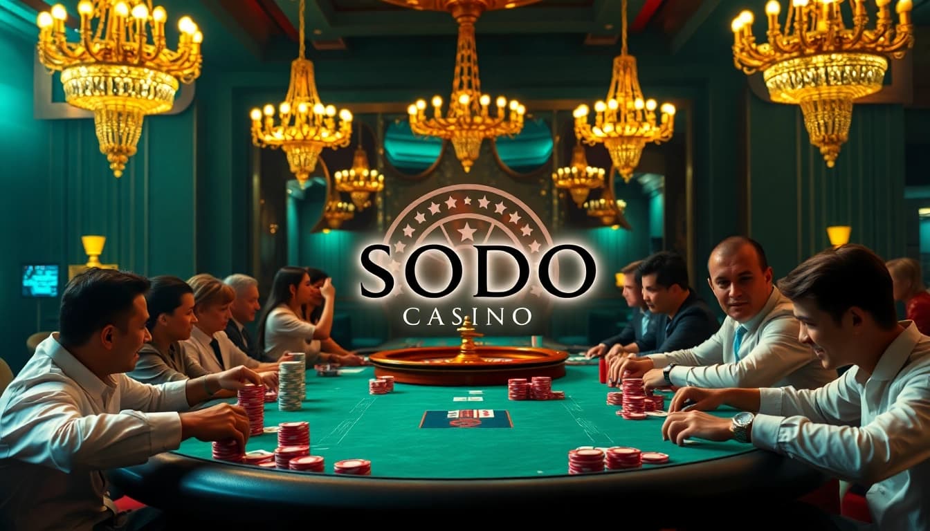 Players enjoying high-stakes poker at SODO Casino, a luxury gambling destination.