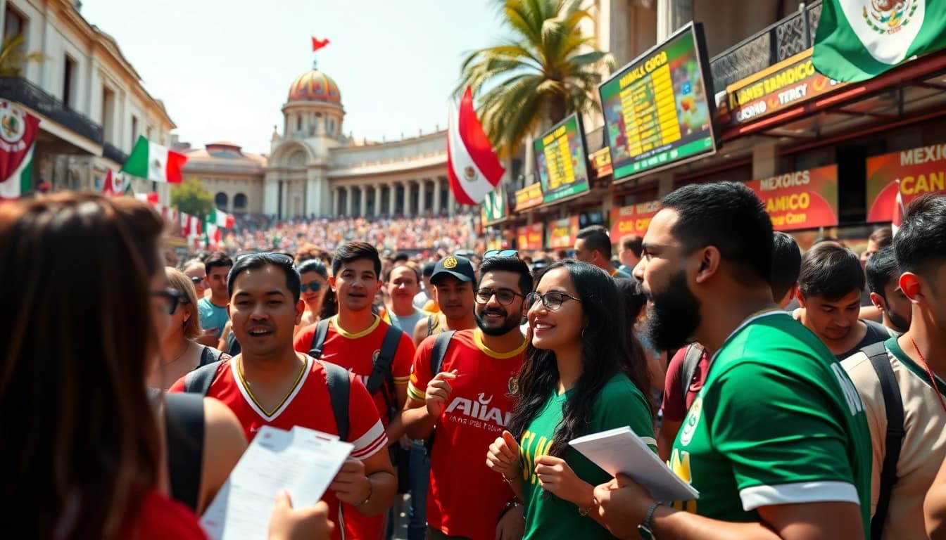 Experience exciting sports betting Mexico with enthusiastic bettors at a vibrant outdoor venue.
