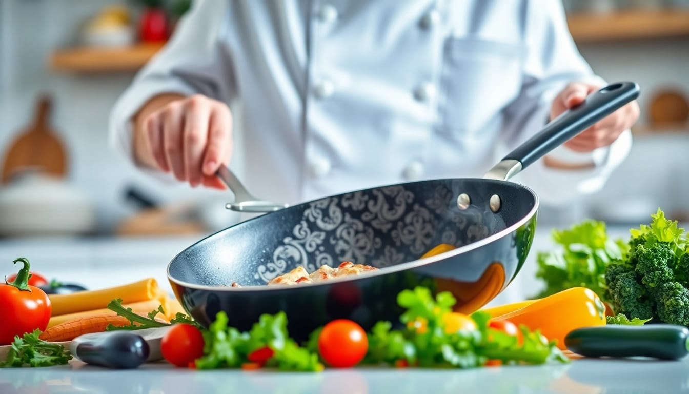 Cook delicious meals using the best nonstick pan NZ in a vibrant kitchen setting.