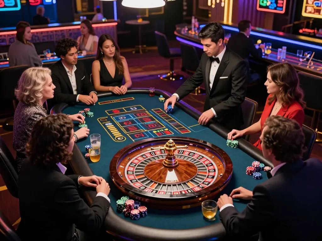 Rasakan sensasi bertaruh dan menang di meja roulette Paris888 dalam suasana kasino yang ramai.