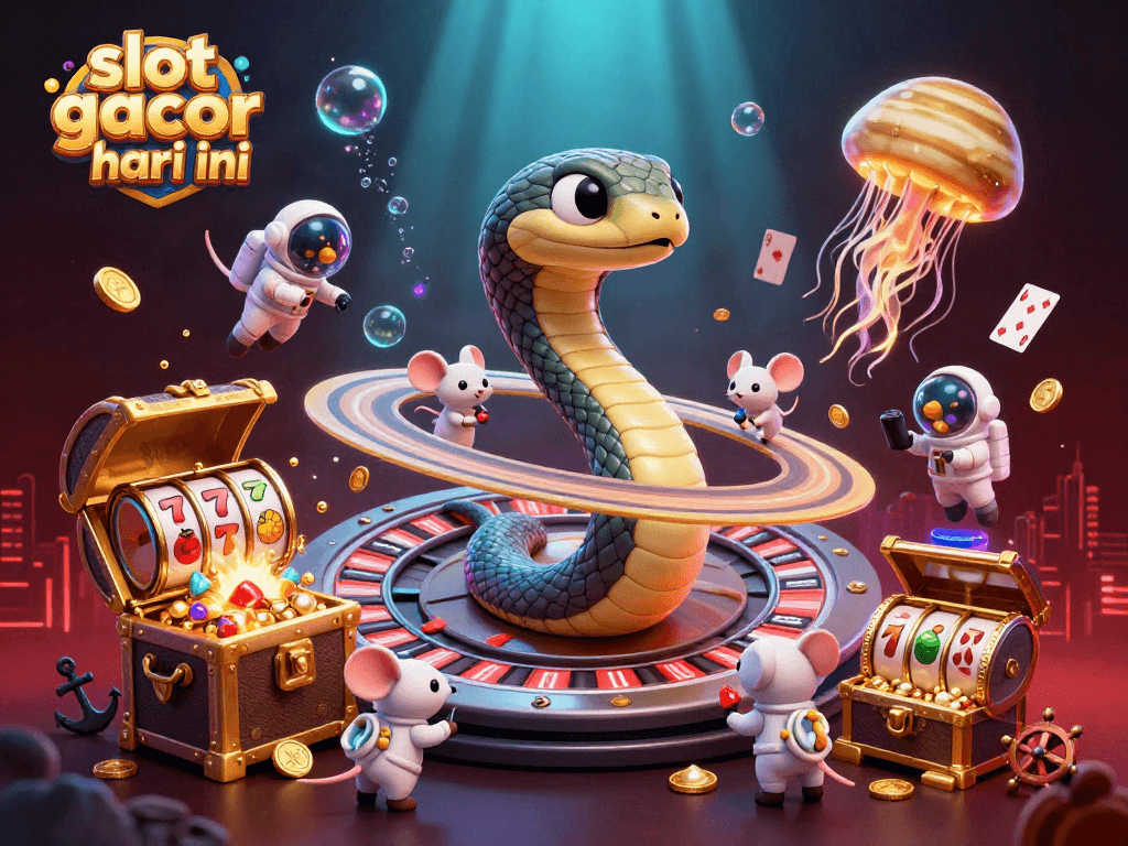 Experience thrilling action with slot gacor hari ini as astronaut mice interact with a roulette wheel.