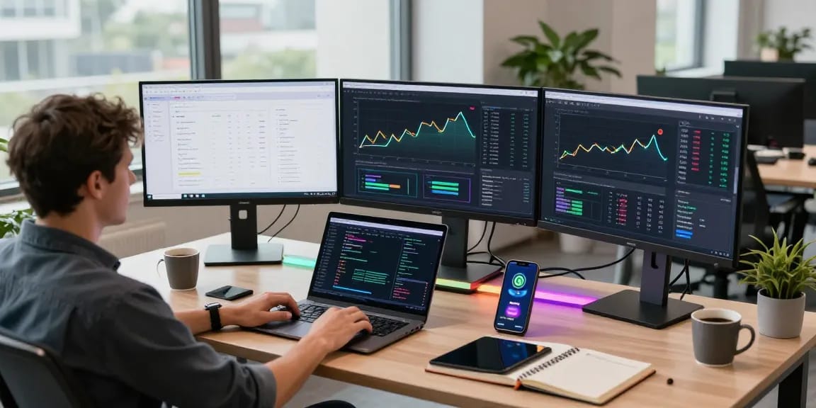 Manta Bridge transactions and cryptocurrency analytics in a professional trading setup with modern tech elements.