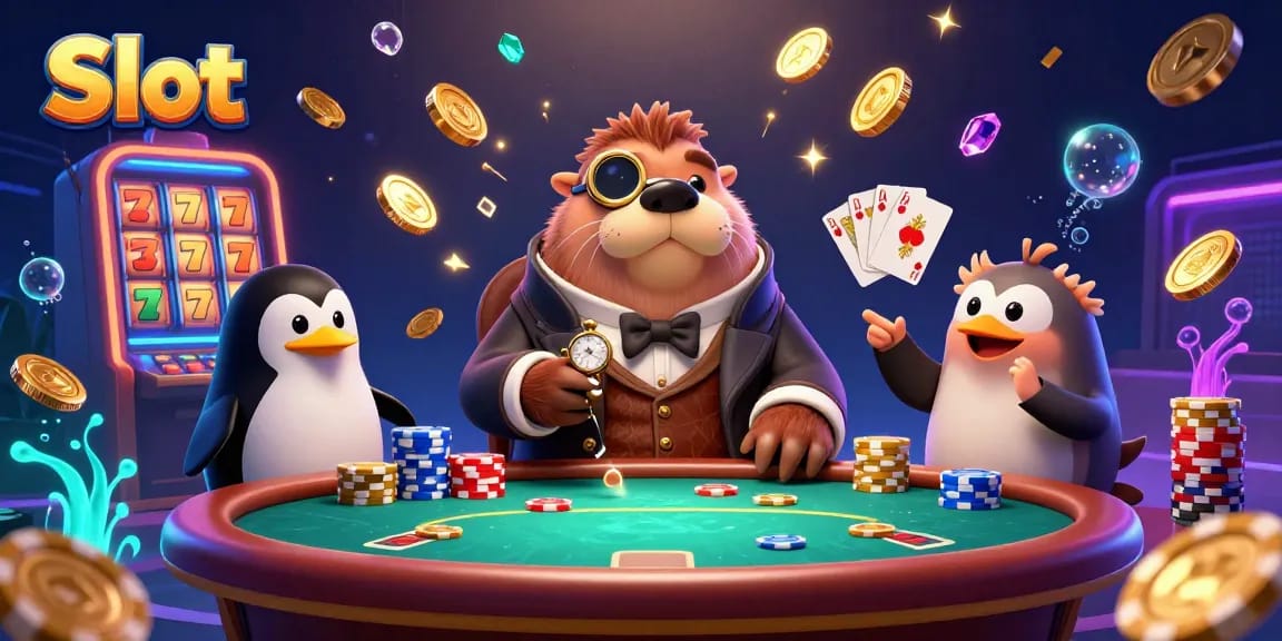 Spin the wheels of fun with engaging Slot games featuring jolly characters in a vibrant casino setting.
