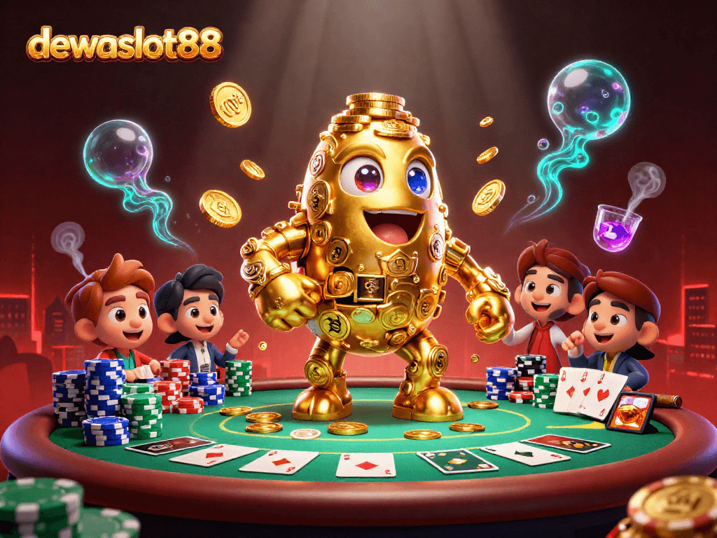 Menangkan pengalaman bermain dewaslot88 dengan ilustrasi 3D slot bertema dewa dan poker.