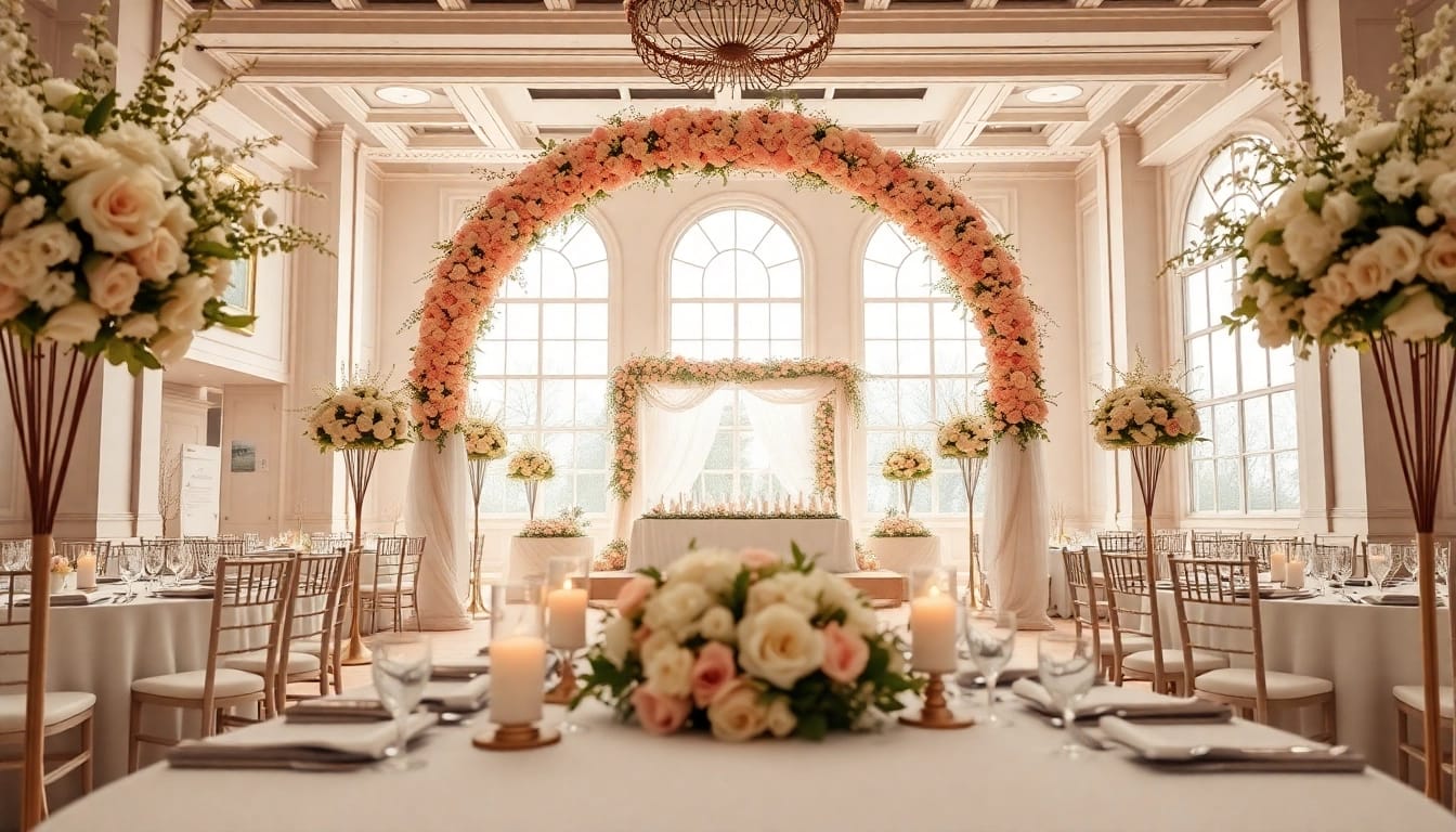 Experience the charm of a Wedding Event Space Jacksonville with a stunning floral setup.
