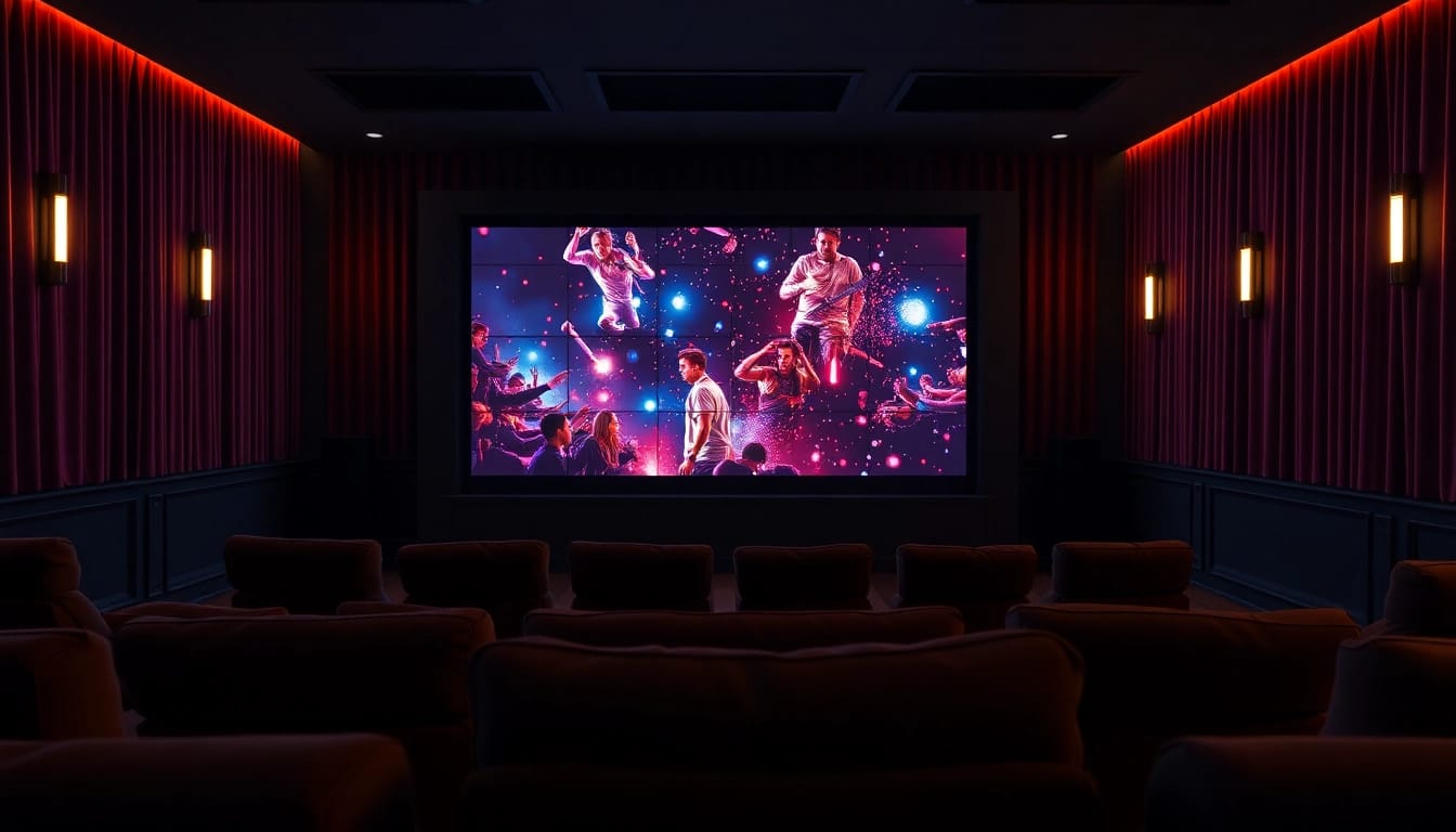 ดูหนังออนไลน์ ในโรงหนังที่มีบรรยากาศผ่อนคลายด้วยแสงไฟอบอุ่น