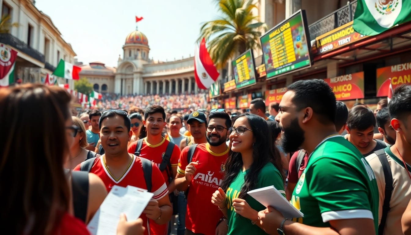 Experience exciting sports betting Mexico with enthusiastic bettors at a vibrant outdoor venue.