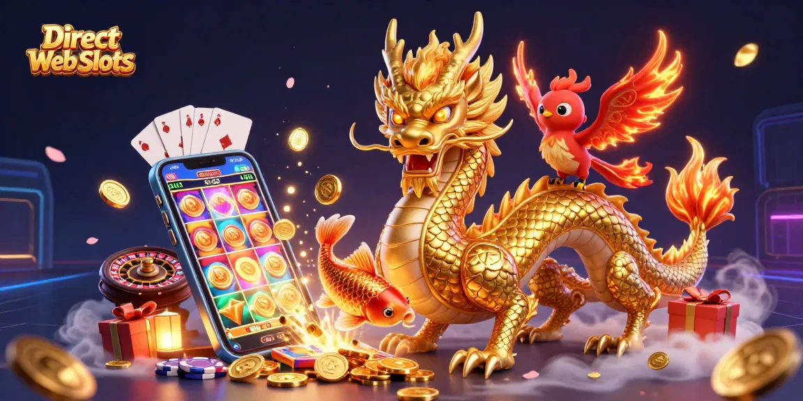 Spin the reels on Direct Web Slots with a fierce dragon, phoenix, and koi fish in stunning 3D.