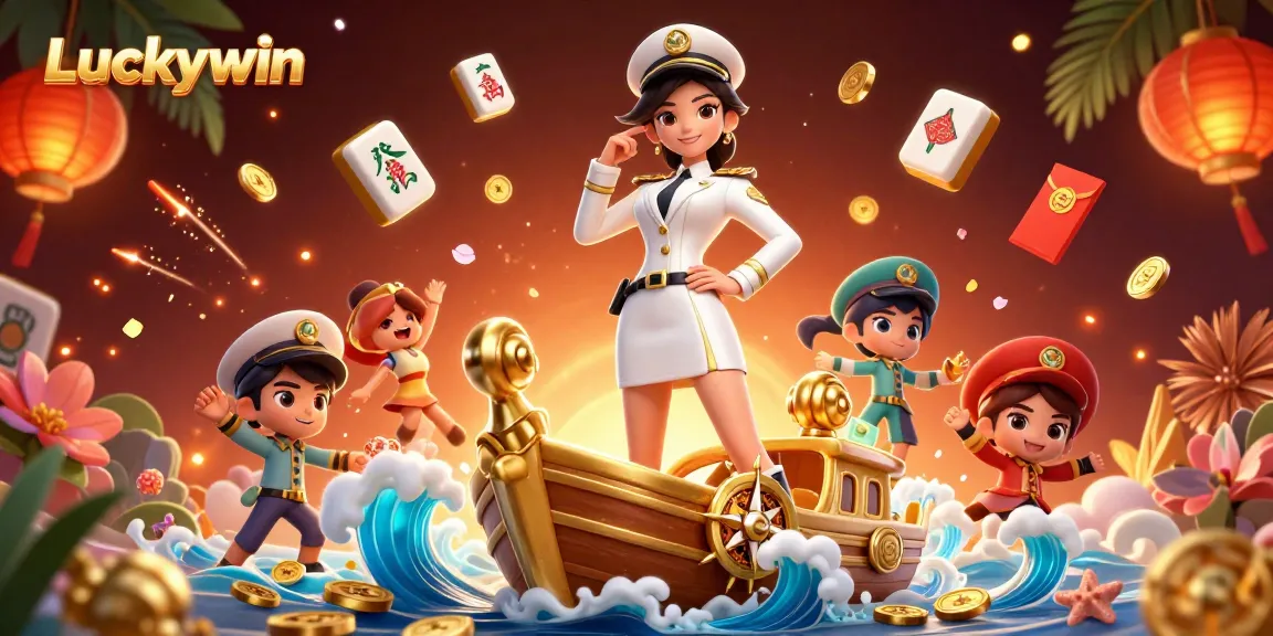 Experience the gaming thrills at Luckywin with vibrant casino elements and festive decor.
