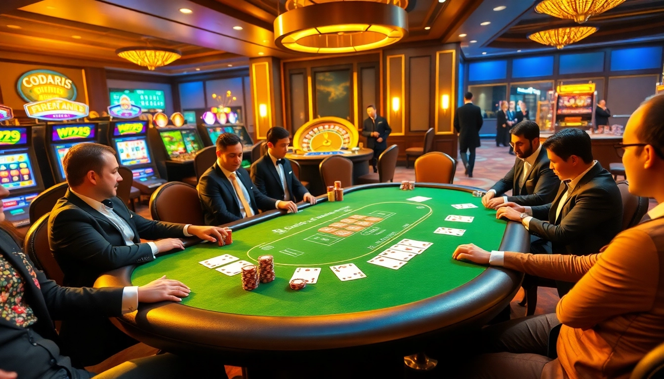 Experience high-stakes poker at gg88bz with vibrant chips and elegant casino decor.
