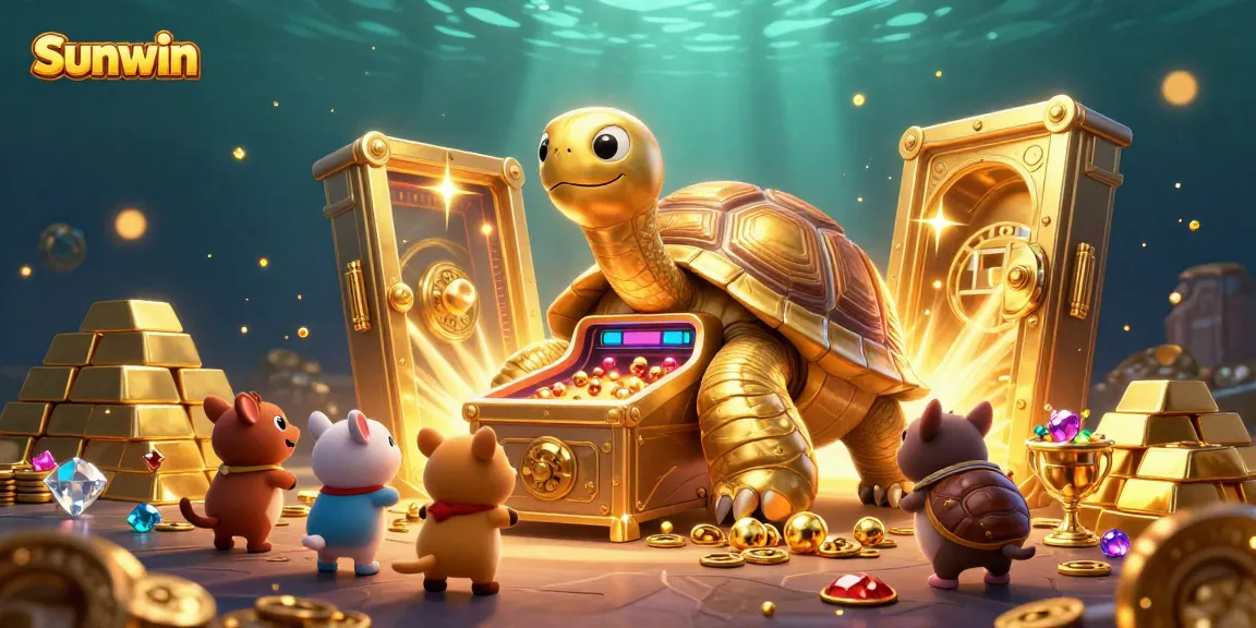 Experience the excitement of Sunwin with a vibrant illustration of gaming and treasure.