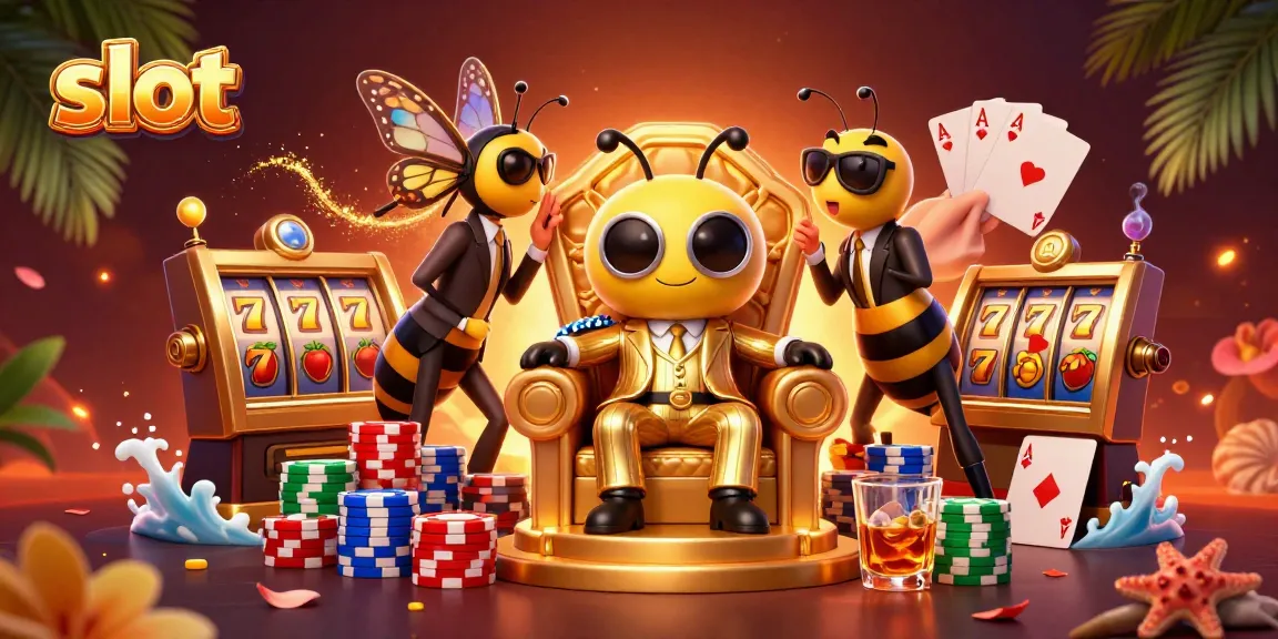 Spin the exciting slot machine in a lively casino with colorful symbols and dynamic characters.