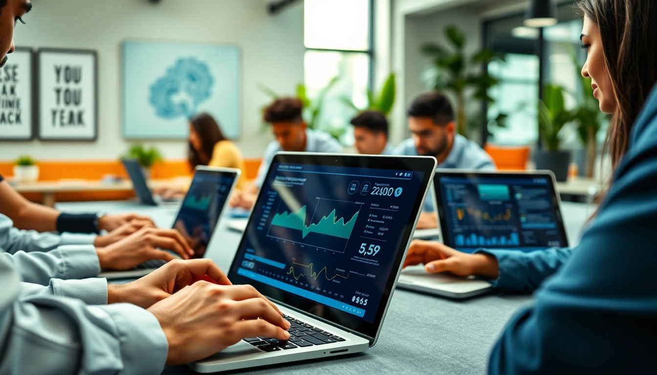 Visualize enterprise assistant saas in a collaborative workplace setting enhancing productivity among professionals.