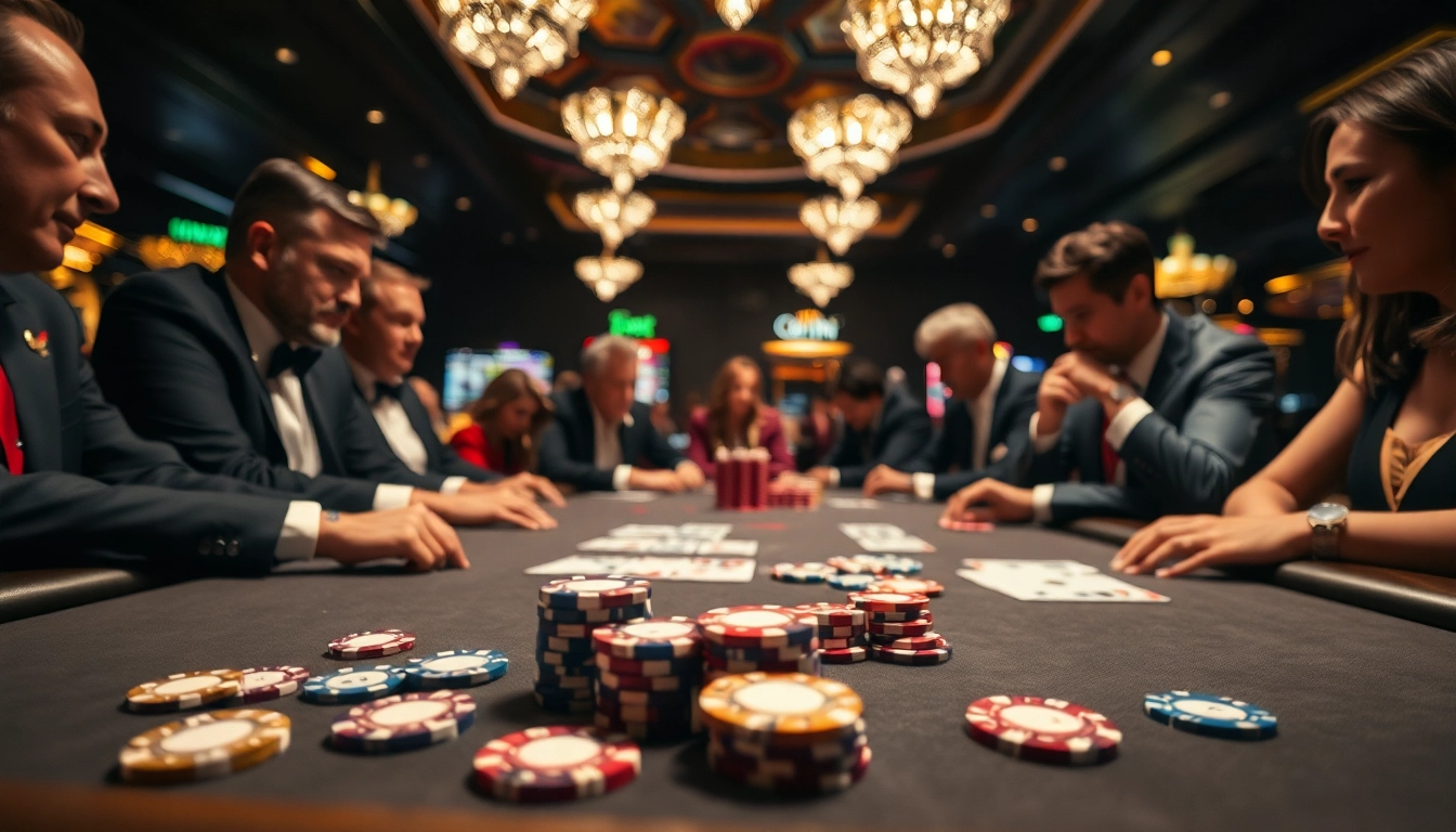 Permainan kasino bbni4d dengan pemain poker serius di meja, menciptakan suasana menegangkan.