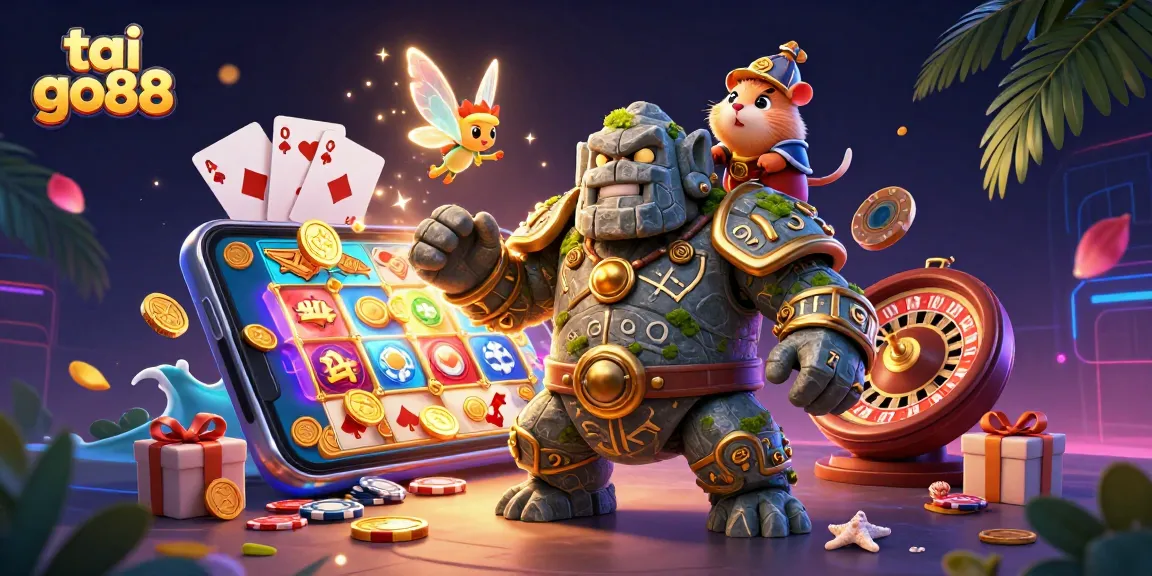 Tai go88 transforms betting excitement with enchanting gaming characters in a vibrant 3D scene.