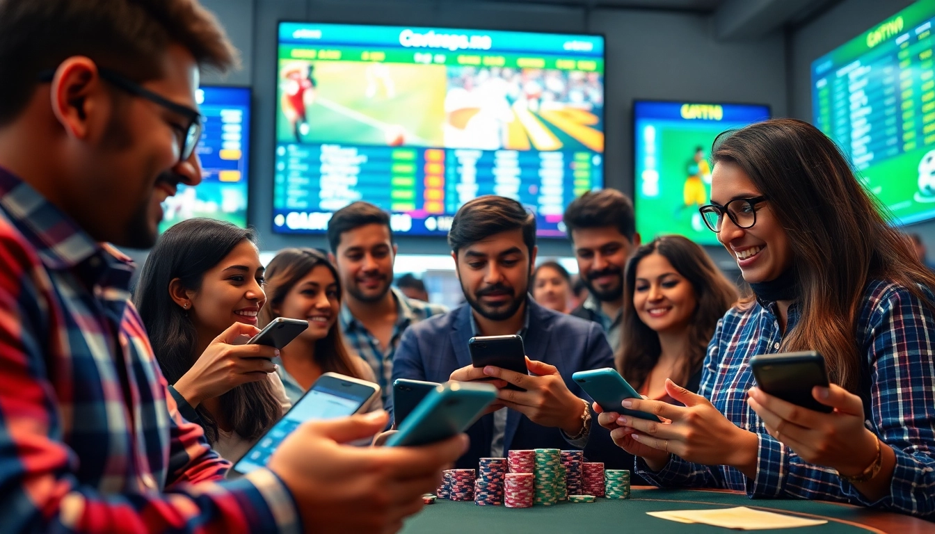 Engaging betting environment showcasing sports betting sites India with enthusiastic bettors.