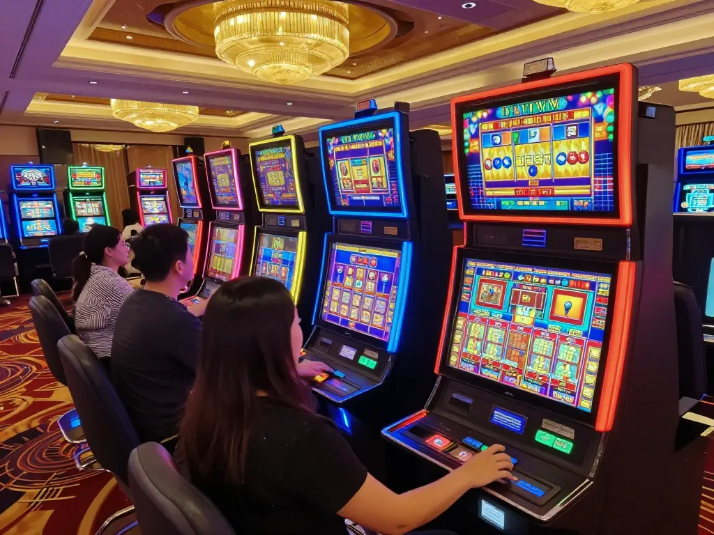 參與玩家在中國 Mansion88 第一博彩網站享受動態遊戲體驗的角子機。
