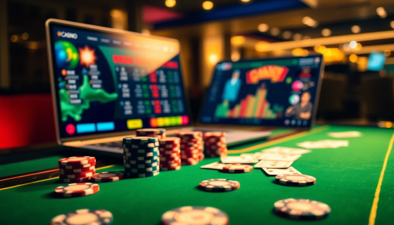 Vivez l'excitation d'un casino fiable en ligne avec des jetons de poker à enjeux élevés et une table de jeu virtuelle.