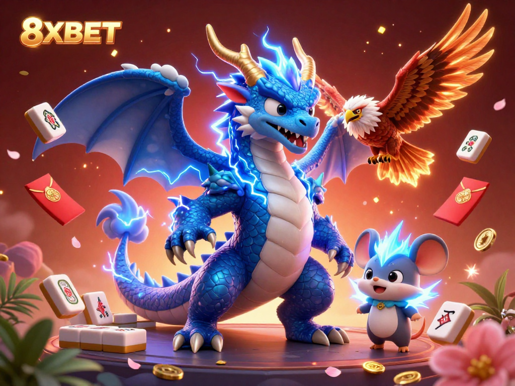 8XBET invites players to join in vibrant slot games with dynamic characters and colorful elements.