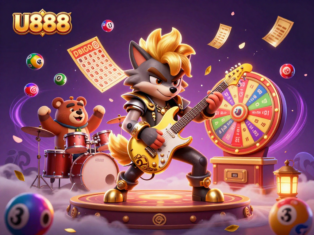 Experience thrilling action at U888's vibrant casino stage with exciting game elements.