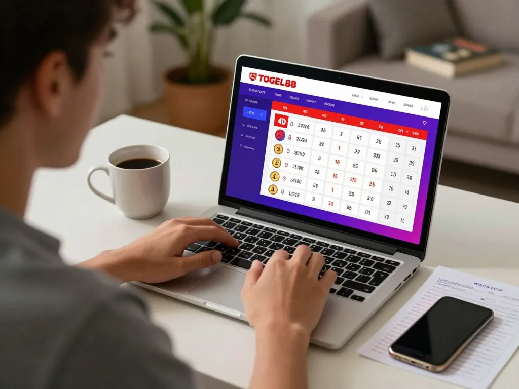 Engaging with TOGEL88 online platform while selecting lottery numbers from the comfort of home.