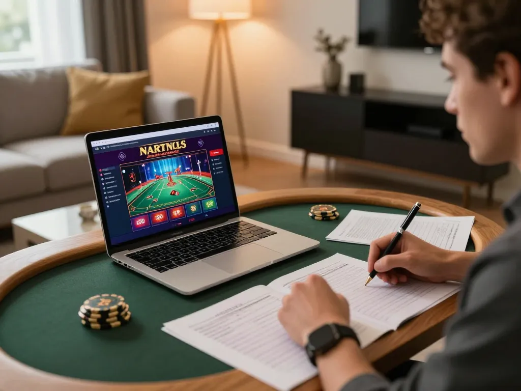 Engaging in casino italiani non aams online strategies at home with warm lighting and stylish decor.