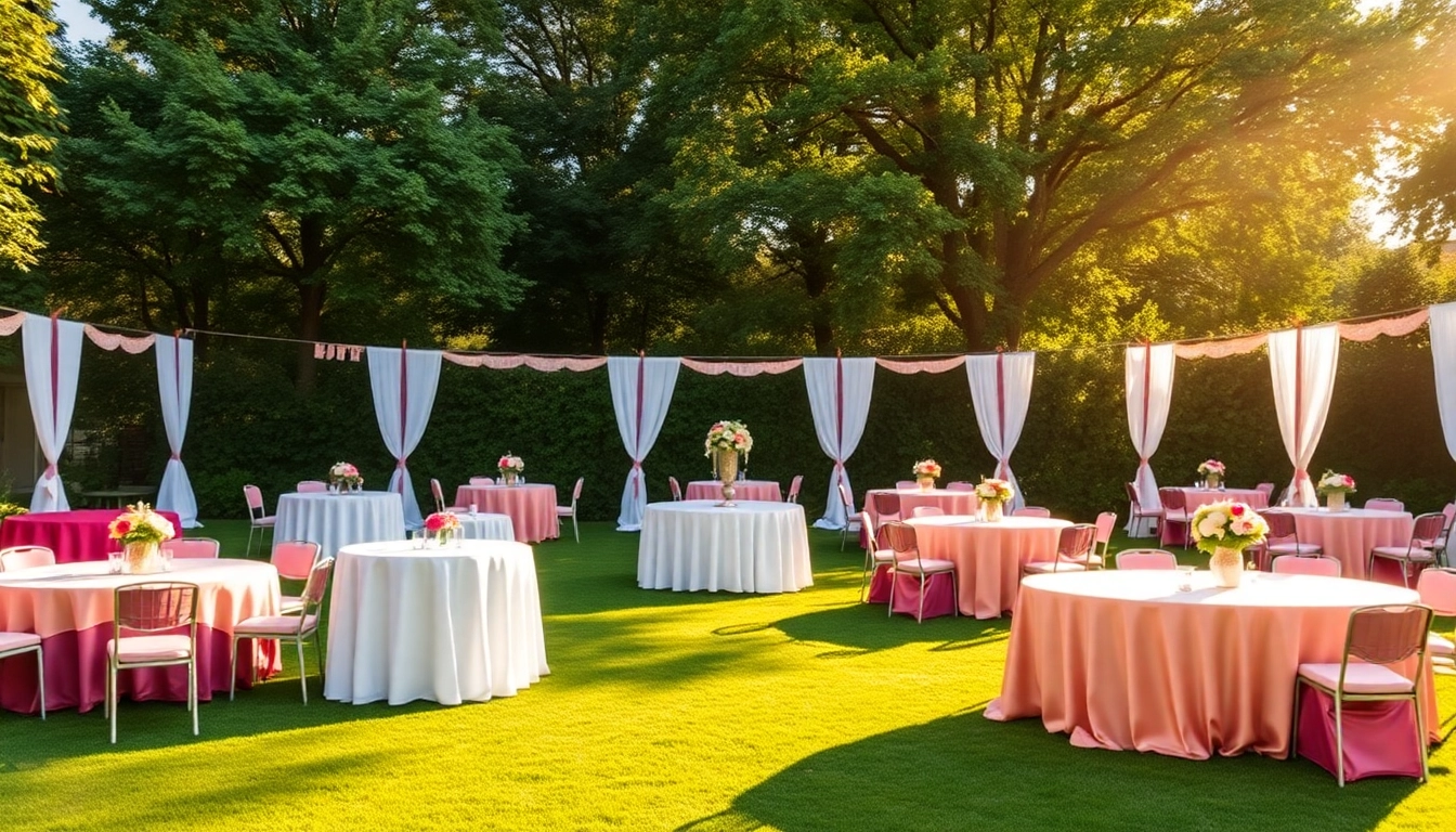 Elegant table rentals setup showcasing diverse styles for events and celebrations.