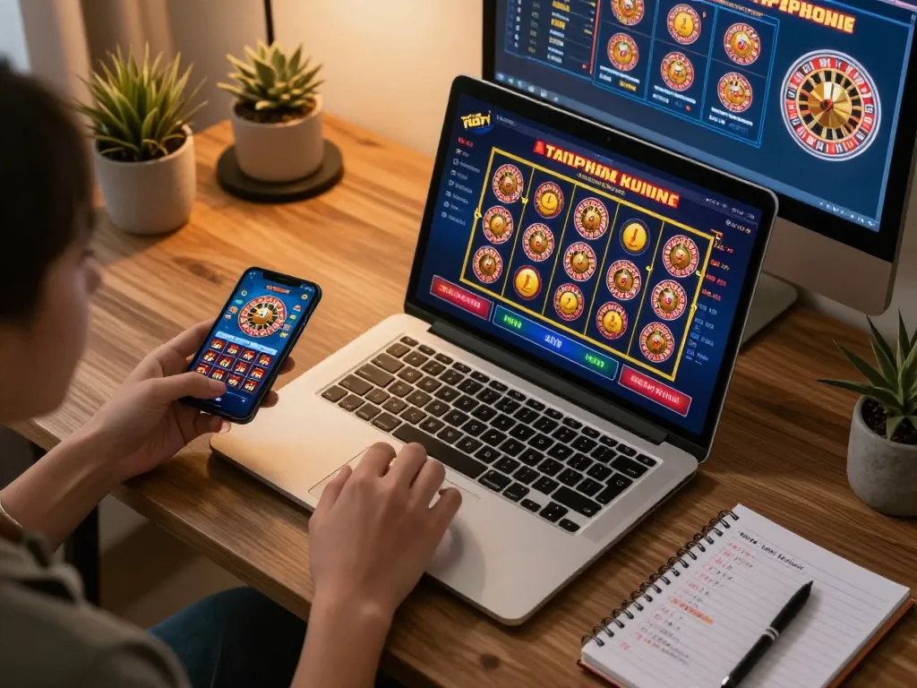 Engaging online gaming session showcasing a link gacor platform with vibrant games on screen.