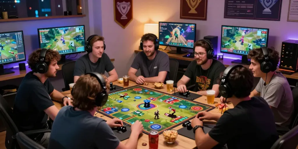 Group of gamers discussing strategies in kakobuy discord community hangout.