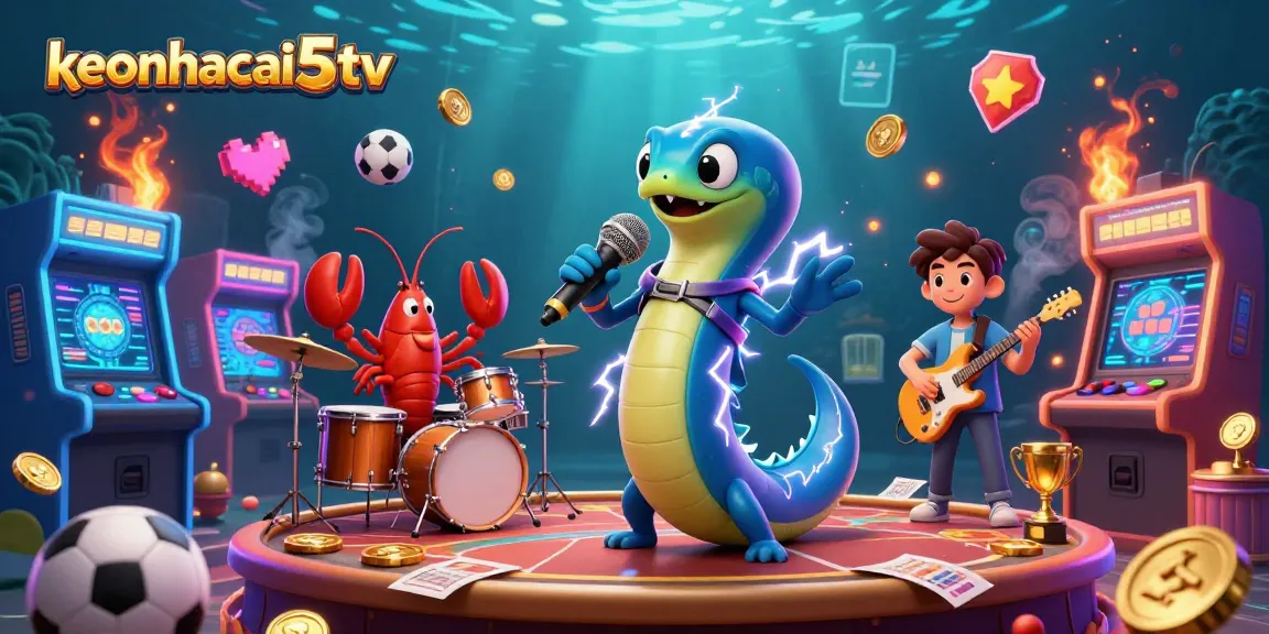 Engage with keonhacai5tv's underwater sports betting scene with lively characters and vibrant game elements.