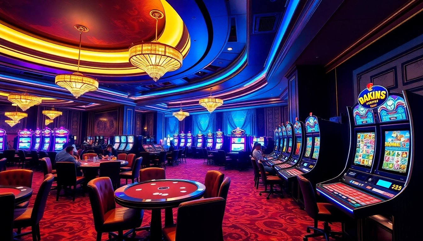 Experience slot pragmatic play entertainment in a luxurious casino atmosphere with vibrant machines and excited players.