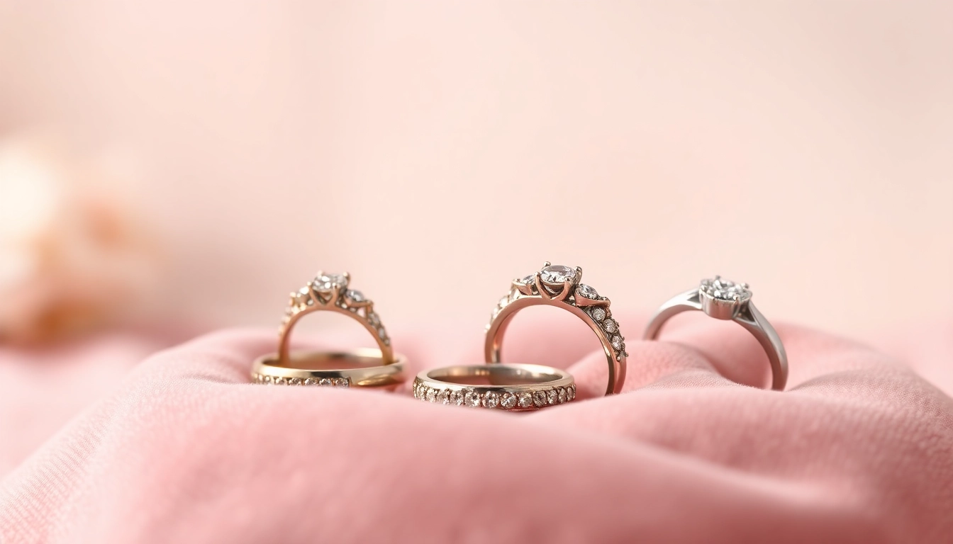 Elegant promise rings showcased on velvet, highlighting their unique designs and craftsmanship.