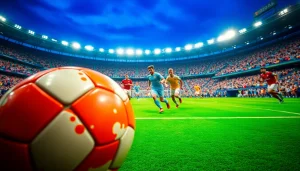 축구중계 경기 중 선수들이 활기찬 모습으로 축구를 하고 있는 장면