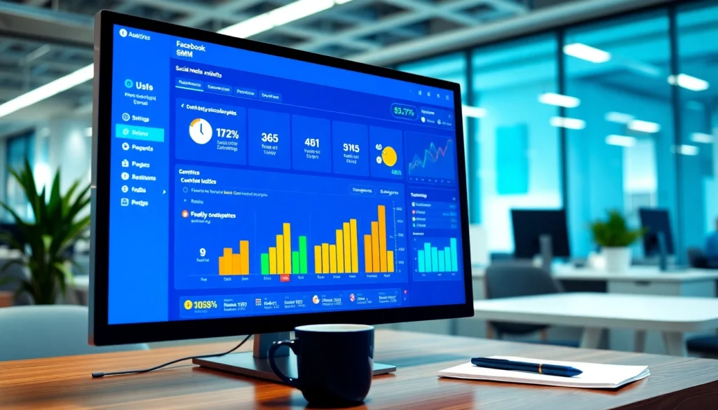 Visualizing performance metrics of a facebook smm panel on a vibrant analytics dashboard.