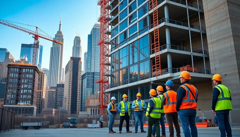 Building project by a skilled New York City Commercial General Contractor showcases teamwork and urban development.