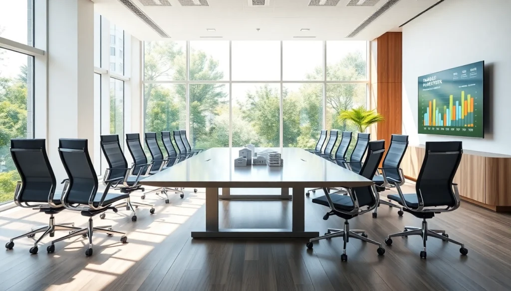 Real Estate office interior showcasing modern design and teamwork.