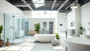 Die Produkte von sonni sanitär GmbH in einem modernen Ausstellungsraum präsentieren.