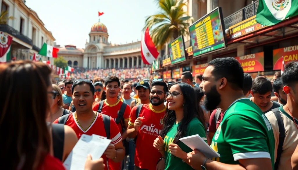 Experience exciting sports betting Mexico with enthusiastic bettors at a vibrant outdoor venue.