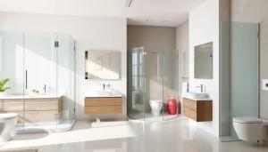 Sonni sanitär GmbH präsentiert hochwertige Badezimmerprodukte in modernem Showroom.