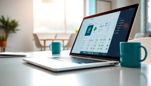 Enhance customer engagement with WhatsApp Business CRM displayed on a laptop in a bright office.
