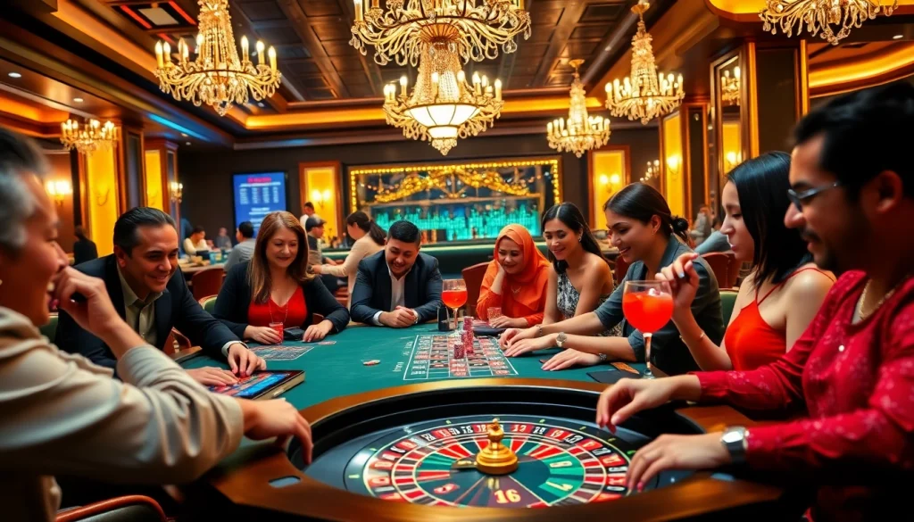 Engaged players enjoying games at Canada casinos online in a luxurious setting.