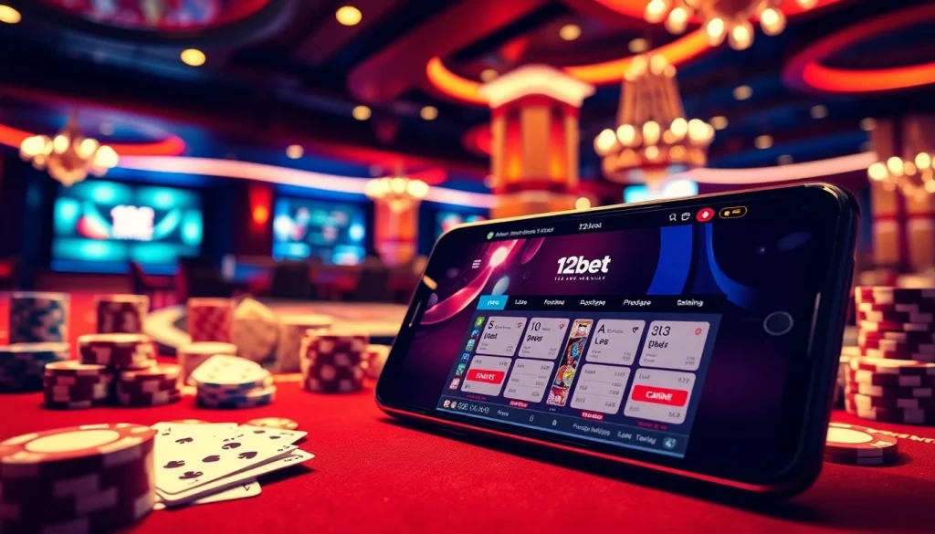 Experience the excitement of online gambling with the ink vao 12bet visual interface, showcasing vibrant casino elements.