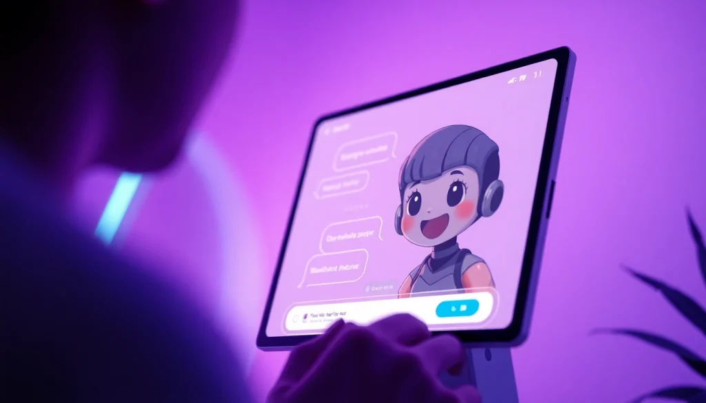 Engaging AI NSFW chatbot interface showcasing modern technology and vibrant colors.