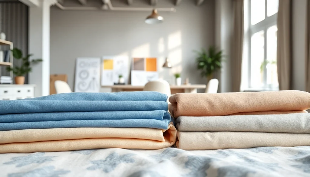 Vakkundige luxe & structuurstoffen tonen hun textuur en kleur in een stijlvolle omgeving.