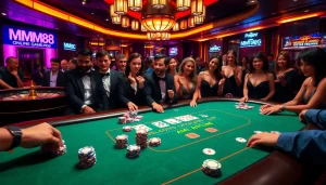 High-stakes poker scene featuring mm88 kjc with vibrant atmosphere and engaged players.