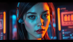 Engaging NSFW AI character interface showcasing futuristic chat technology.