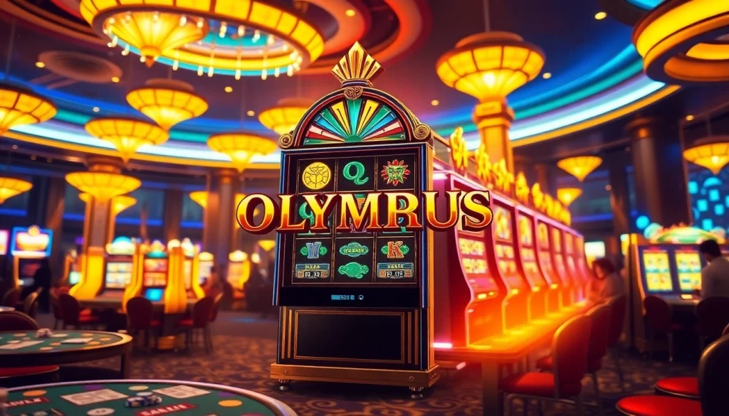 Engage with the Olympus slot in a vibrant casino setting, showcasing luxury and excitement.